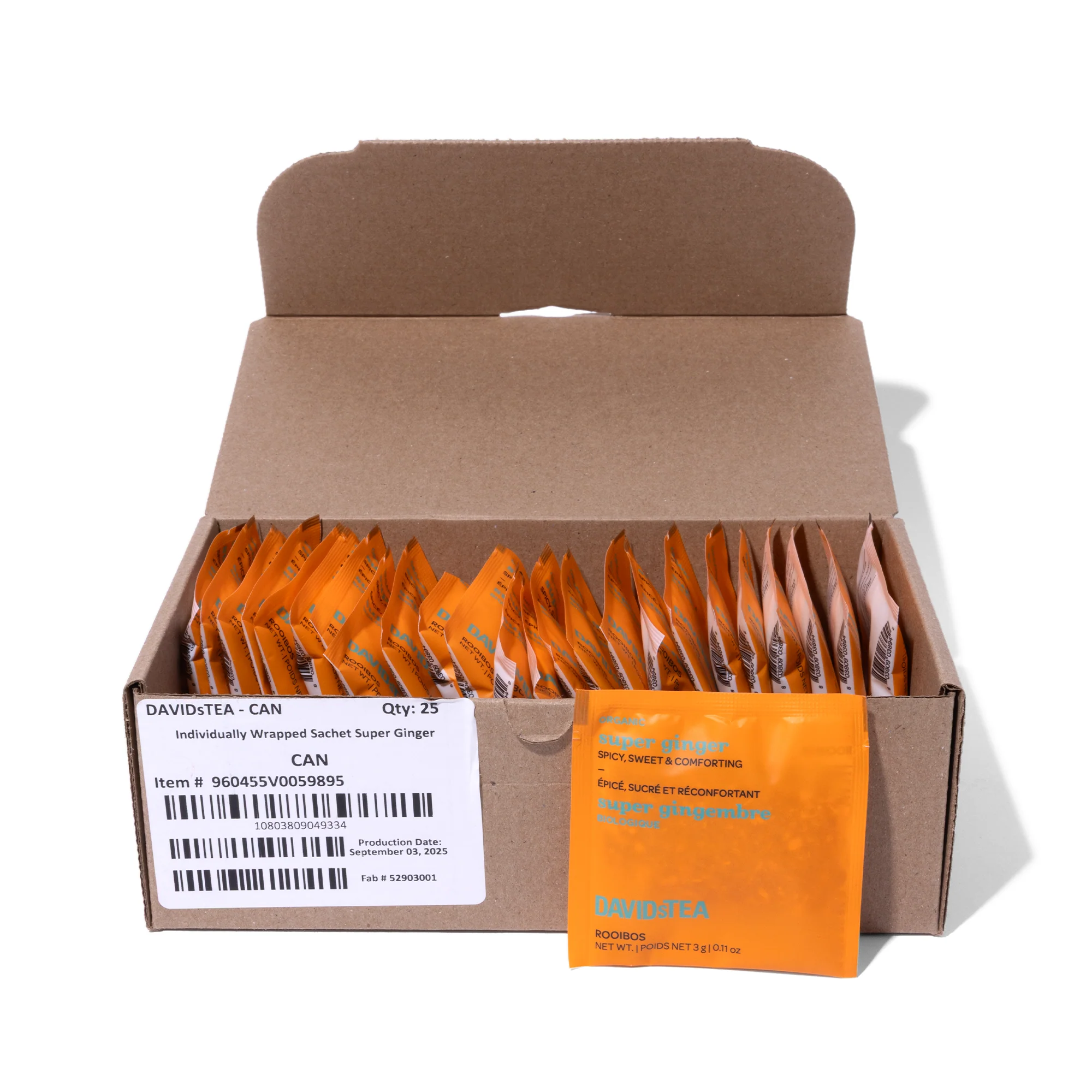 DAVIDsTEA Organic Super Ginger Tea Pack of 25 Sachets - Image 3