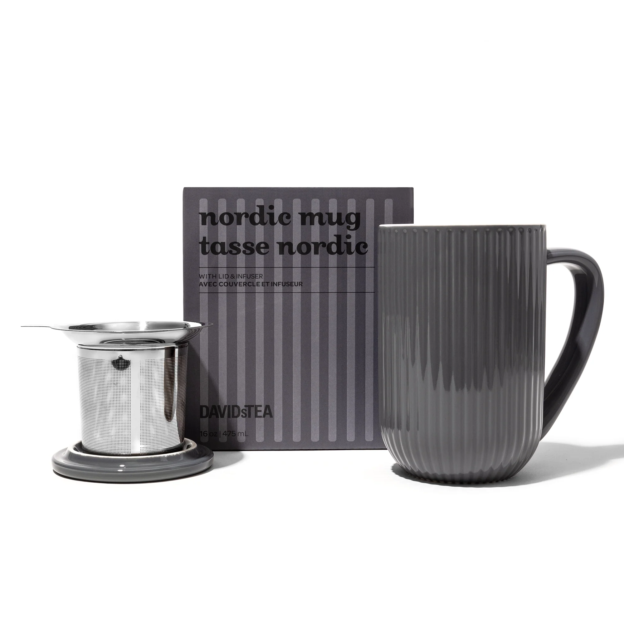 DAVIDsTEA Sesame Grey Ribbed Nordic Mug — SKU SB-FB6799-64A42138F00FAE Cup
