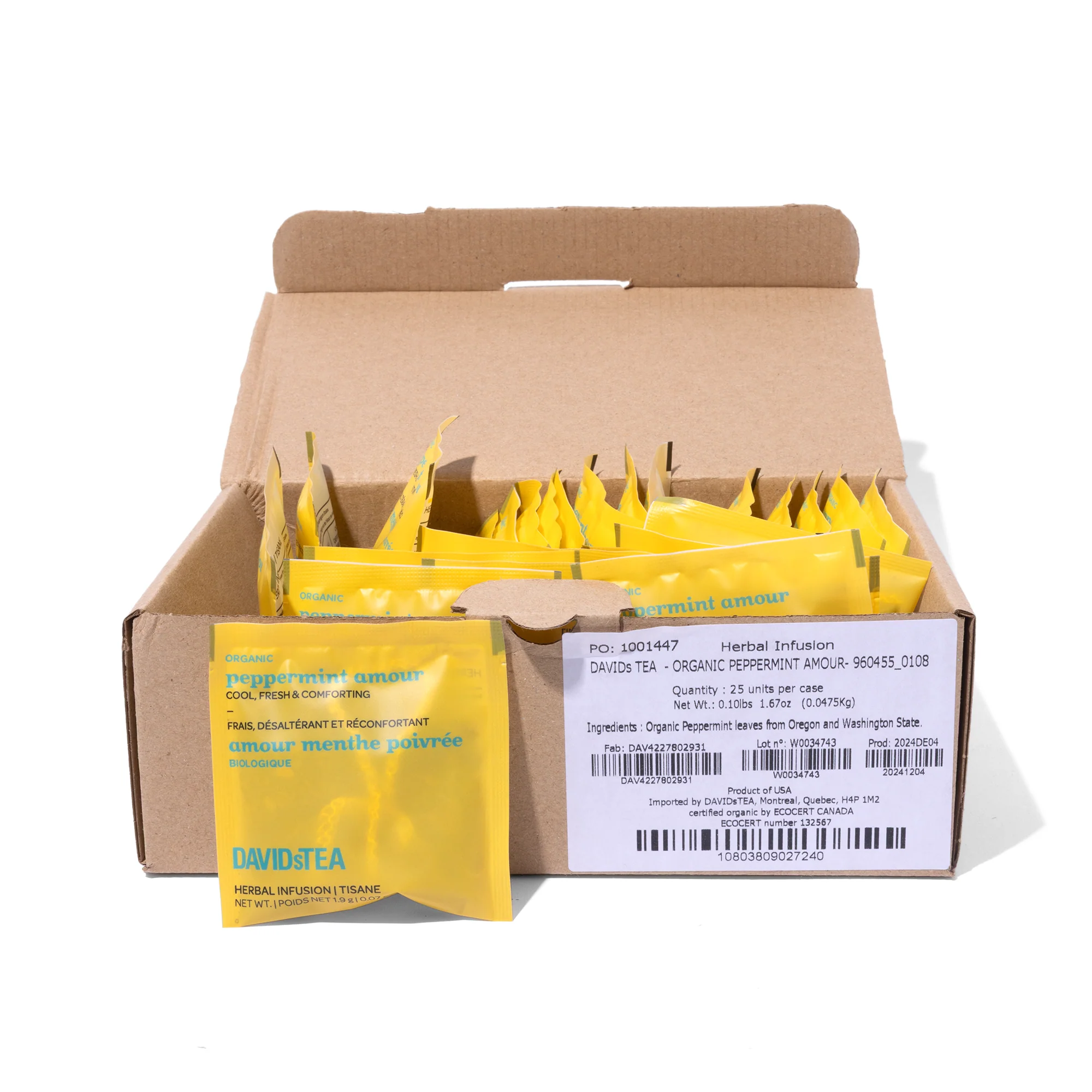 DAVIDsTEA Organic Peppermint Amour Tea Pack of 25 Sachets - Image 3
