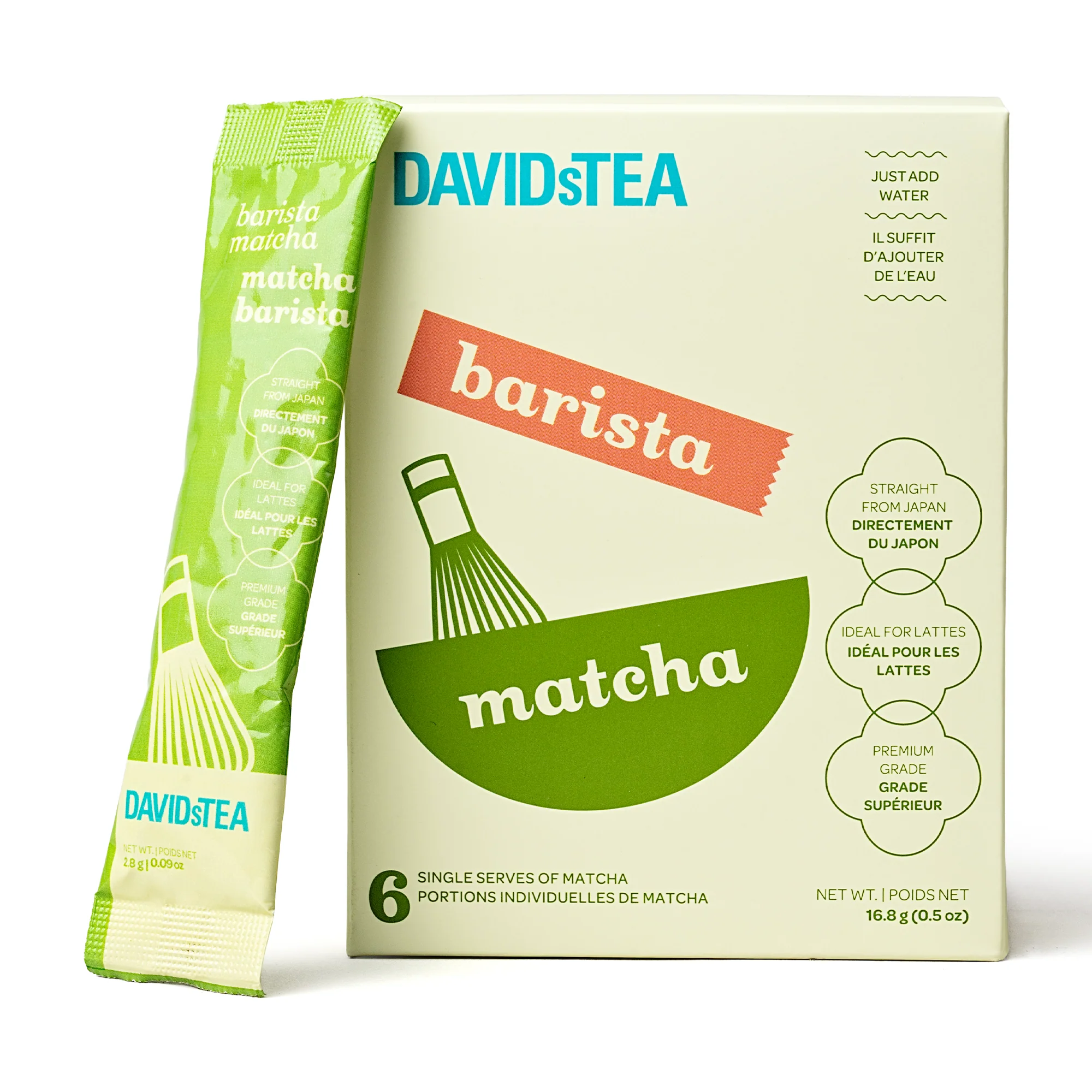 DAVIDsTEA Barista Matcha Pack of 6 Single Serves Tea