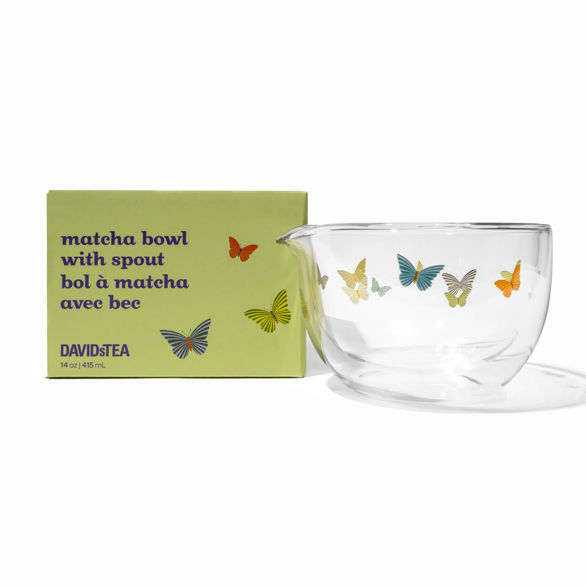 DAVIDsTEA Butterfly Away Double Walled Glass Matcha Bowl with Spout Tea - Image 2