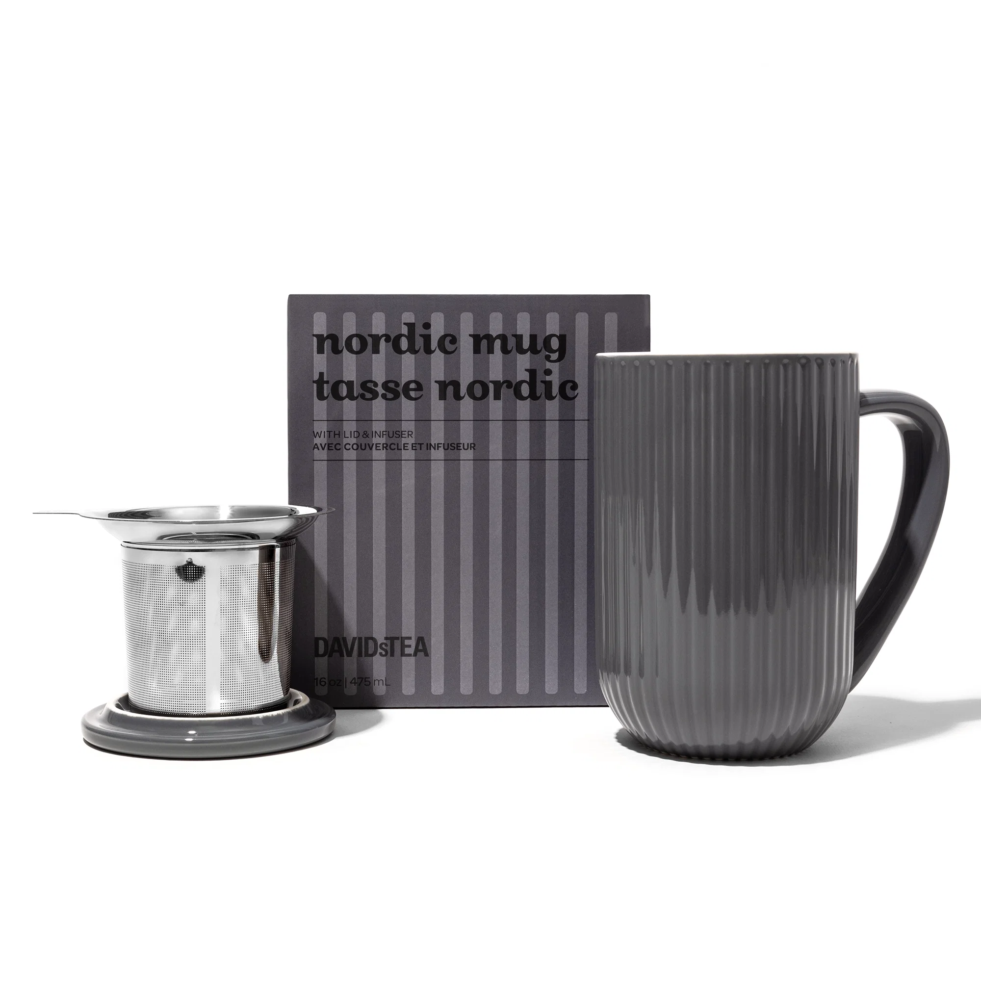 DAVIDsTEA Sesame Grey Ribbed Nordic Mug — SKU SB-FB6799-FDE1B50461A79E Cup