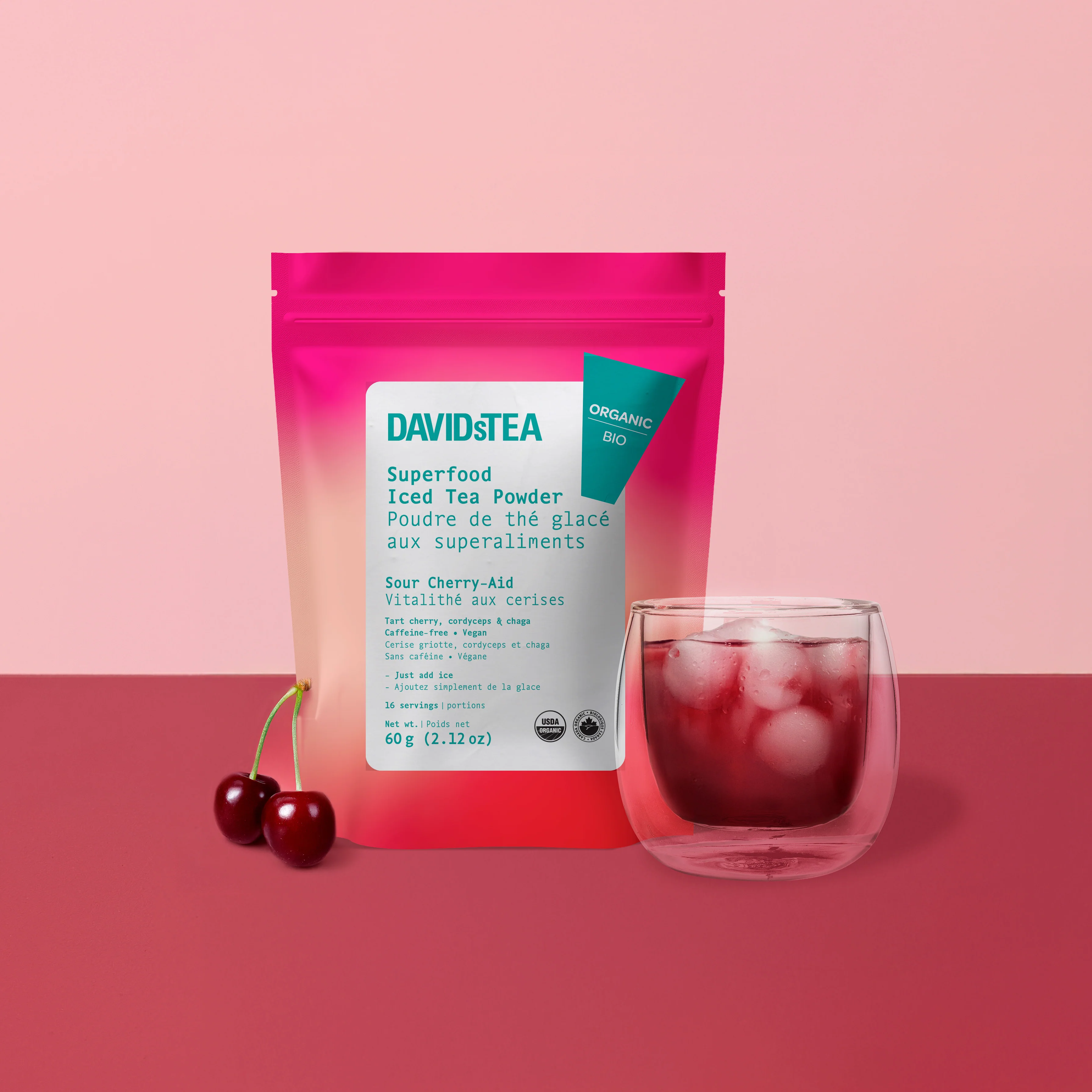 DAVIDsTEA Organic Sour Cherry-Aid Superfood Iced Tea Powder